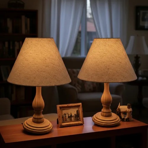 Par de abajures de mesa com luz quente para ambientação